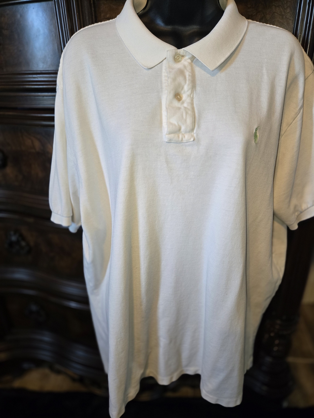 Polo by Ralph Lauren Shirt Mens XXL White Pique Polo Lime Green Pony Classic